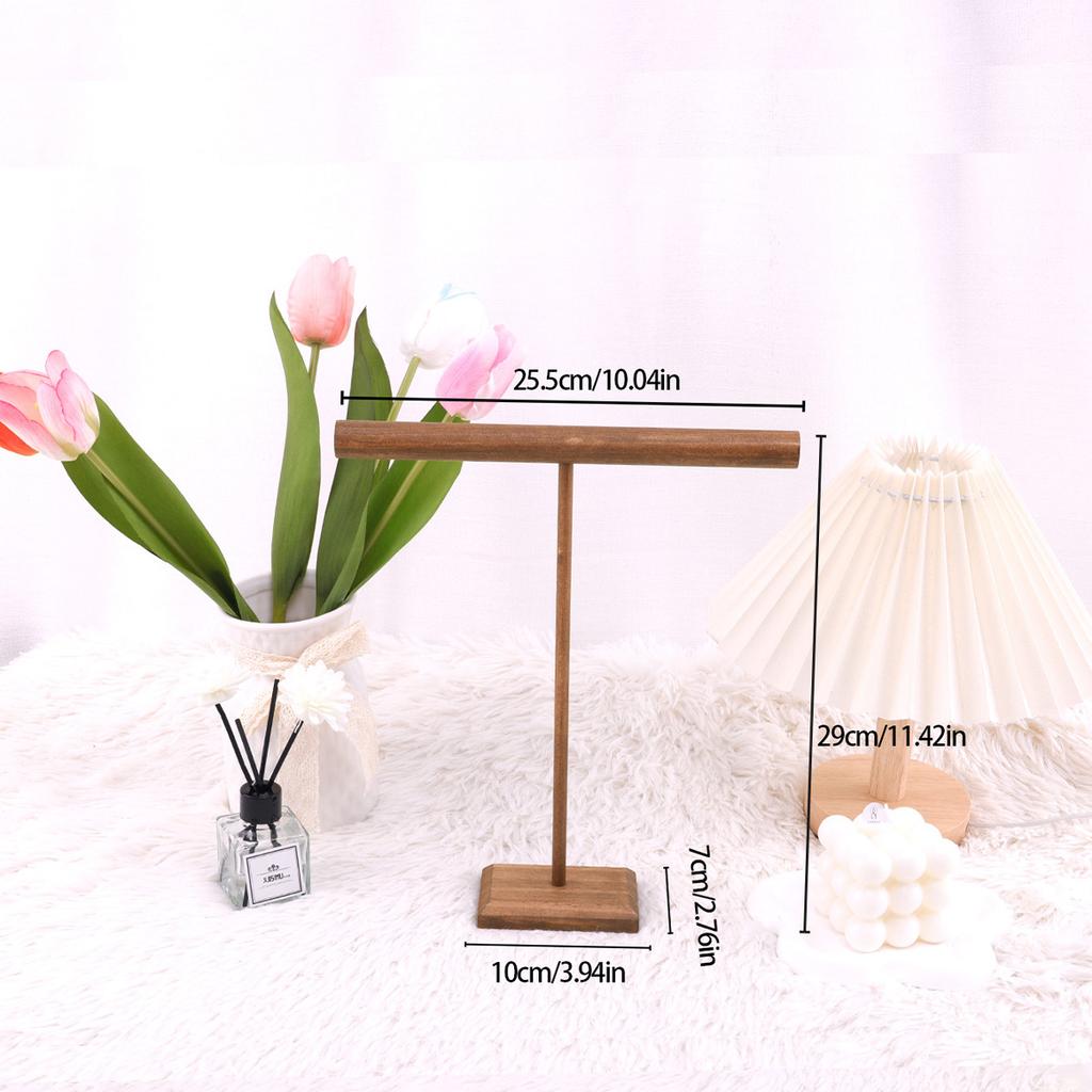 Wooden Jewelry Bracelet Storage Display Chain Watch T-Bar Rack Organizer Hard Stand Holder Jewelry Display Bracelet Display Rack