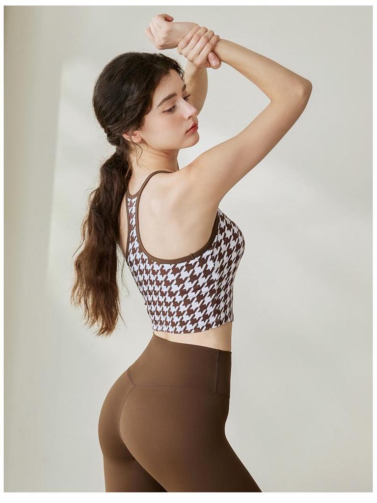 Damen Stoßabsorbierendes bedrucktes Sportweste & High Waist Hüfthebende Fitnesshose Set