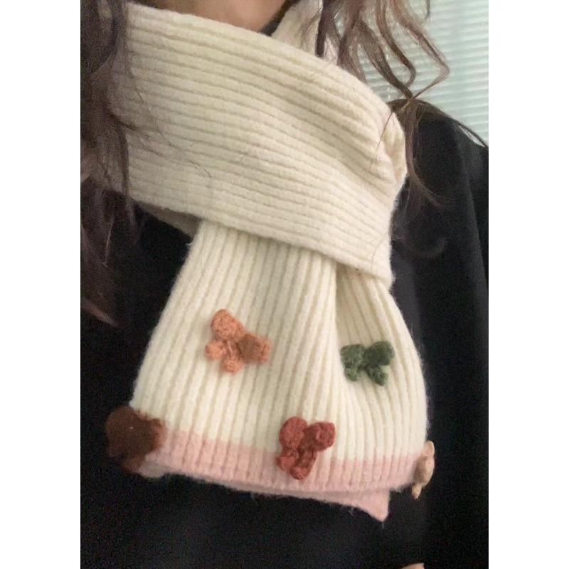 Solid Color Handmade Love Scarf Women's Autumn and Winter High-Quality Knitted Wool Warmth Korean Version Versatile Imitation Cashmere Scarf