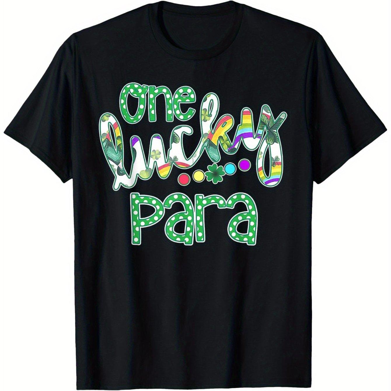 

One Lucky Para St Patricks Day Graphic Tee Soft Cotton Short Sleeve T-Shirt Casual Daily 4XL