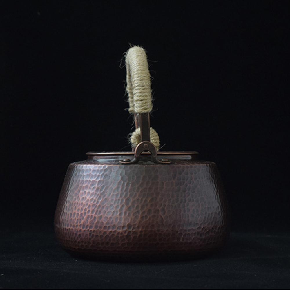 New handmade copper pot, Household pure copper kettle, Vintage health teapot uncoated purple copper boiling tea kettle, 1.2L
