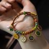 Colorful Rope Bracelet Tibetan Thangka Bangle Five Way God of Wealth Handchain National Wind Peach Knot Wristwear