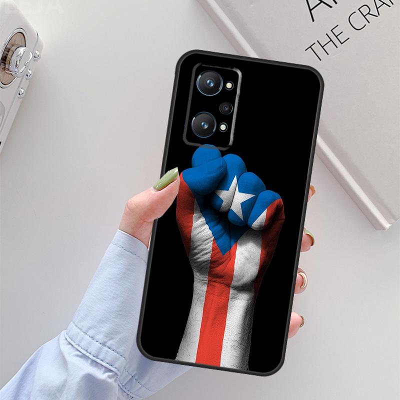 Puerto Rico Flag For Realme C67 C61 C75 C55 C53 C51 C21Y C25S GT 6 6T 5 GT7 Pro 10 11 12 13 14 Pro Plus Case