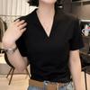 A Popular Live Broadcast, a New Fashionable V-neck Solid Color Simple and Versatile Short-sleeved T-shirt In Summer