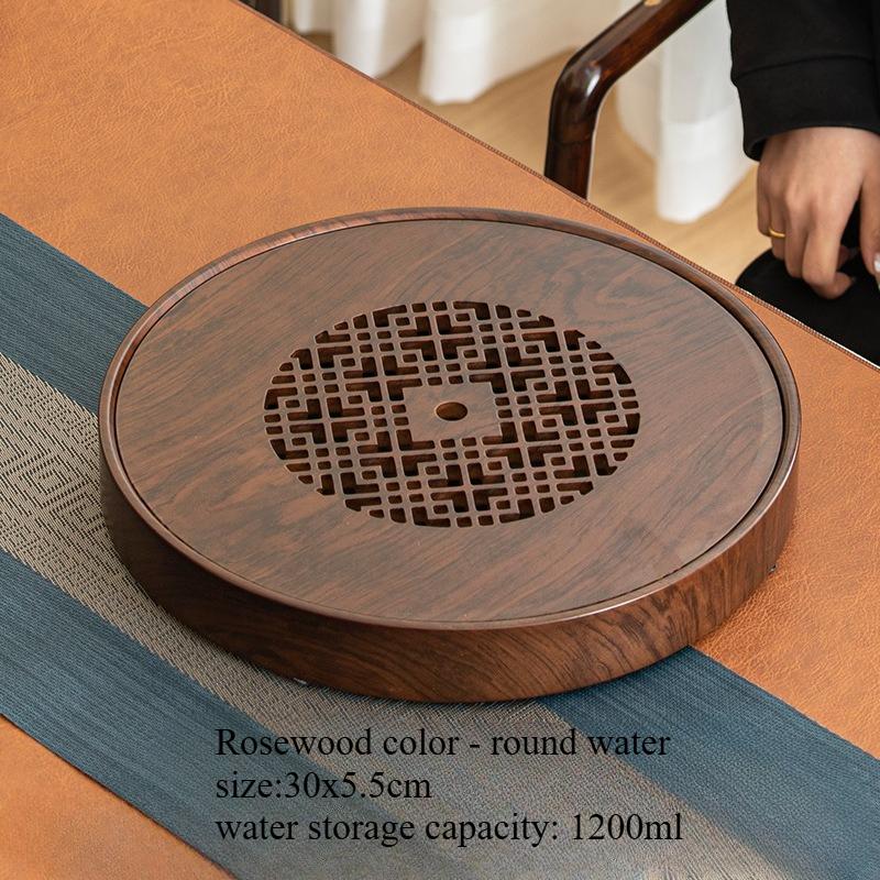 

New wooden round wooden tea set large capacity water storage drainage tea tray