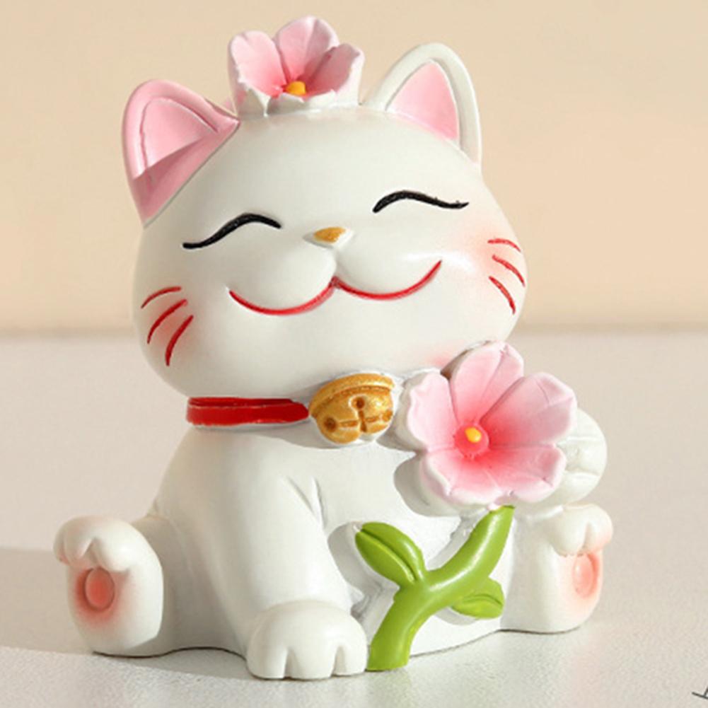 Lucky Cat Micro Landscape Decoration Resin Lucky Cat Figurine Statue Home Decor For Welcoming Fortune Good Luck