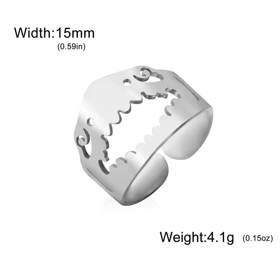 Handsome Shark Ring Stainless Steel Adjustable Open Ring Animal Shark Ring Fashion Punk Ring Jewelry Gift resizable