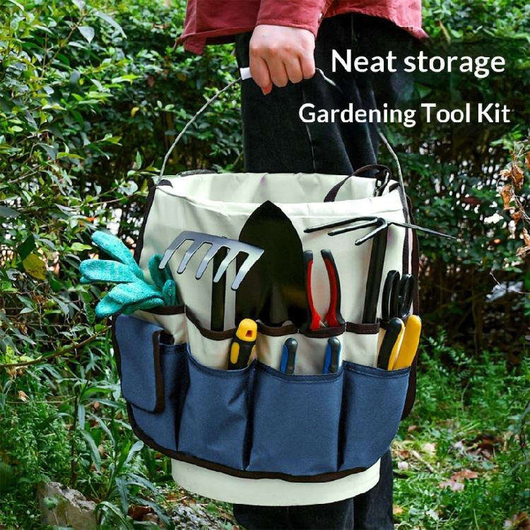 Portable Garden Tool Bag Bucket Multiple Pockets for Easy Access Reinforced and Waterproof Gardening Bag