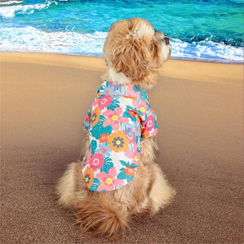 Girl Cats Shirt Costume Apparel Beach Dress Floral Shirt for Puppy Dog and Cats Floral Dress Photo Props