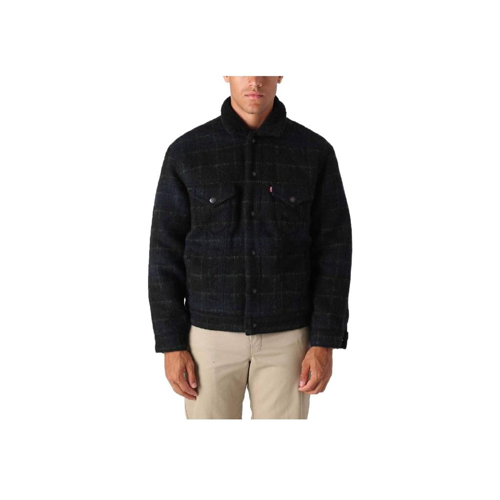 Levis FW22 Solid Color Single-Breasted Lapel Long Sleeve Jacket Men Jacket Black 79129-0012