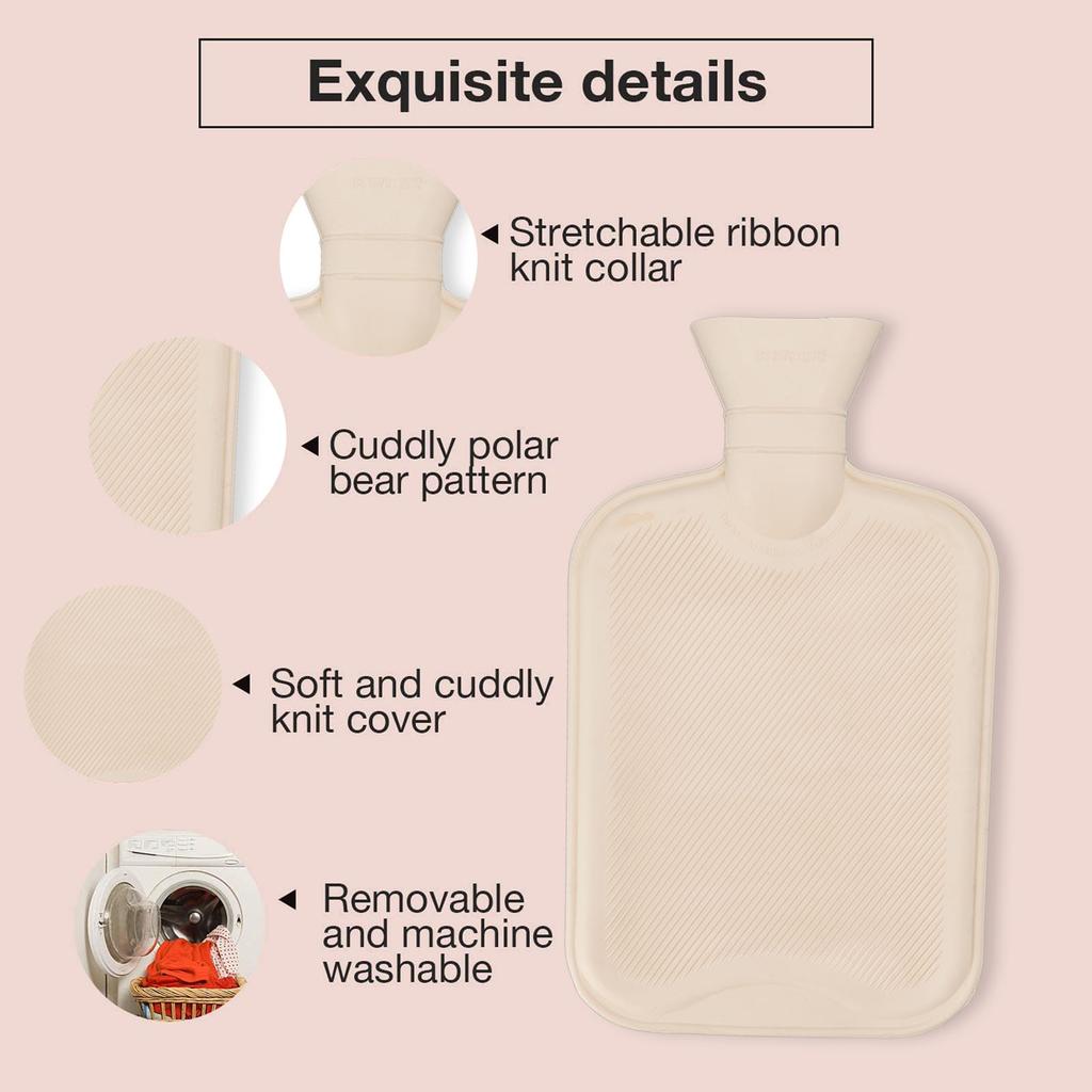 Hot Water Bottle 2000ML Water Injection Hot Water Bag With Plush Cover for Discomfort Relief