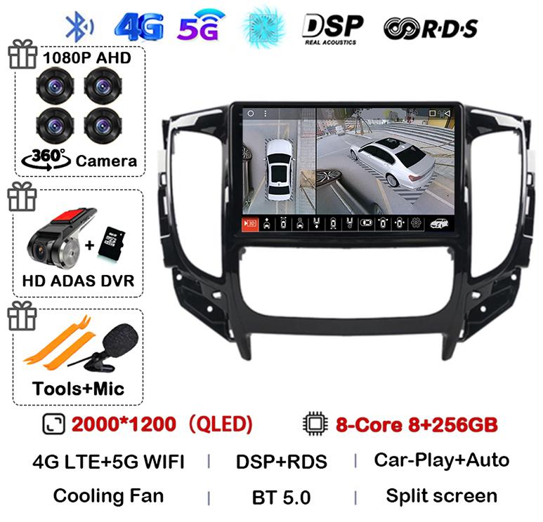 Android 14 WIFI+4G Carplay Auto For Mitsubishi Pajero Sport 3 L200 2015 2016 2017 2018 2019 Car Radio Multimedia Player GPS QLED