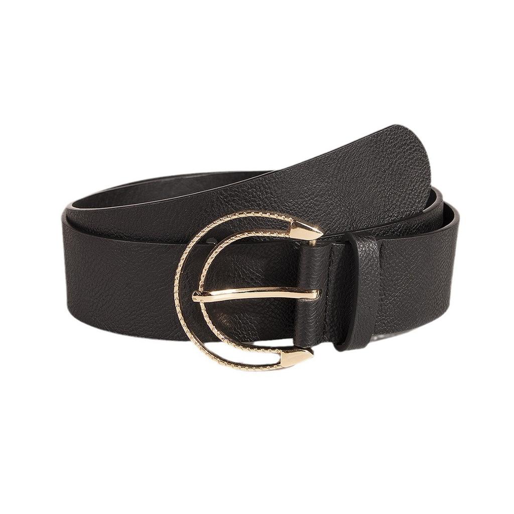 Middle East New Women's Semi-circle Hollow Moon Buckle Black Simple Belt Versatile and Fashionable