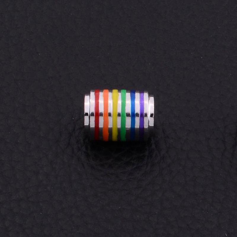 Trendy Titanium Steel Neutral Rainbow Bead Necklace