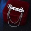 Korean   Metal Key Tassel Long Brooch  Chain Lapel Pin For Men'S Suit Shirt Badge Brooches Pins Accessories