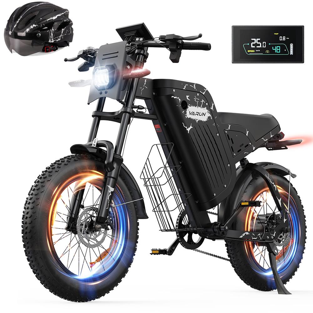 Elektrofahrrad VARUN 20" 1000W Motor Erwachsenen E-Bike 48V 20.8AH Höchstgeschwindigkeit 45 km/h Vollfederung 7 Gänge Zuladung 150 kg X-Plorer Raptor