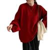 Crew Neck Large Size Pullover Sweater Autumn and Winter New Outer Size Lazy Wind Bottomed Knitted Sweater Women