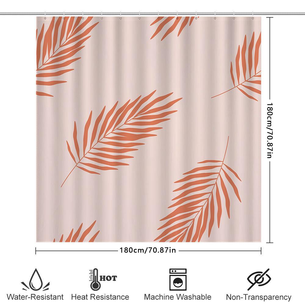 Vintage Coral Palm Leaf Shower Curtain Pink Bath Decoration Waterproof Home Decor 3D Print Bathroom Tissue Background Curtains F