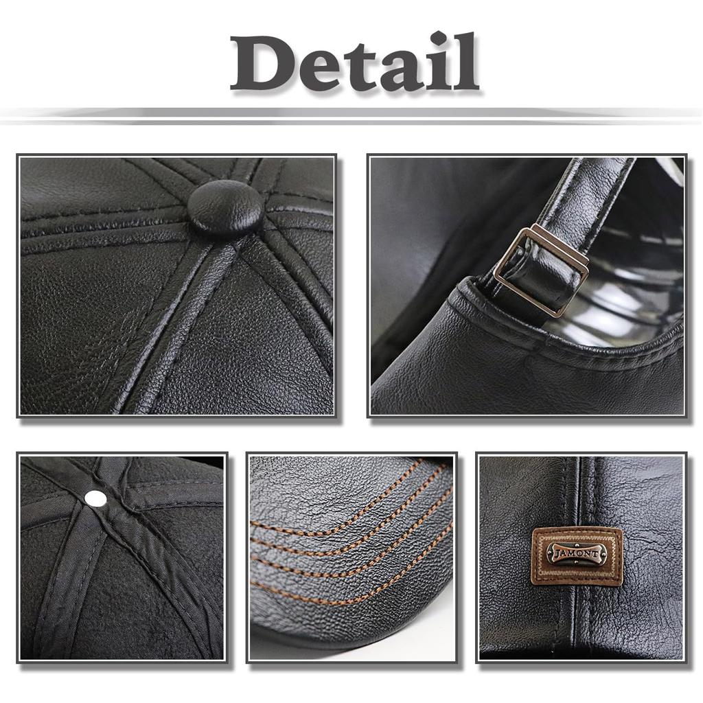 Casual Leather Cap Hat Running Outdoor CA723 [White Fang] Women's Men's (Black)