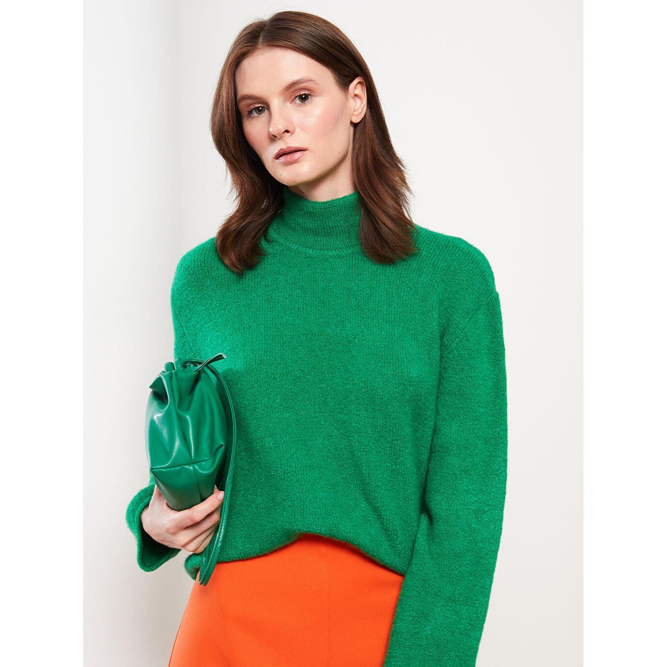 

Половина водолазки прямой с длинным рукавом женский трикотажный свитер зеленый