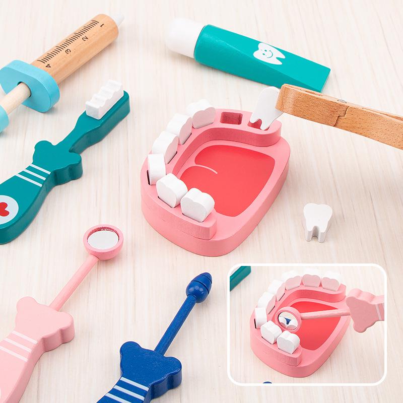 Wooden Toddler Doctor Kit: Nurse Bag Pretend Play Toy Set