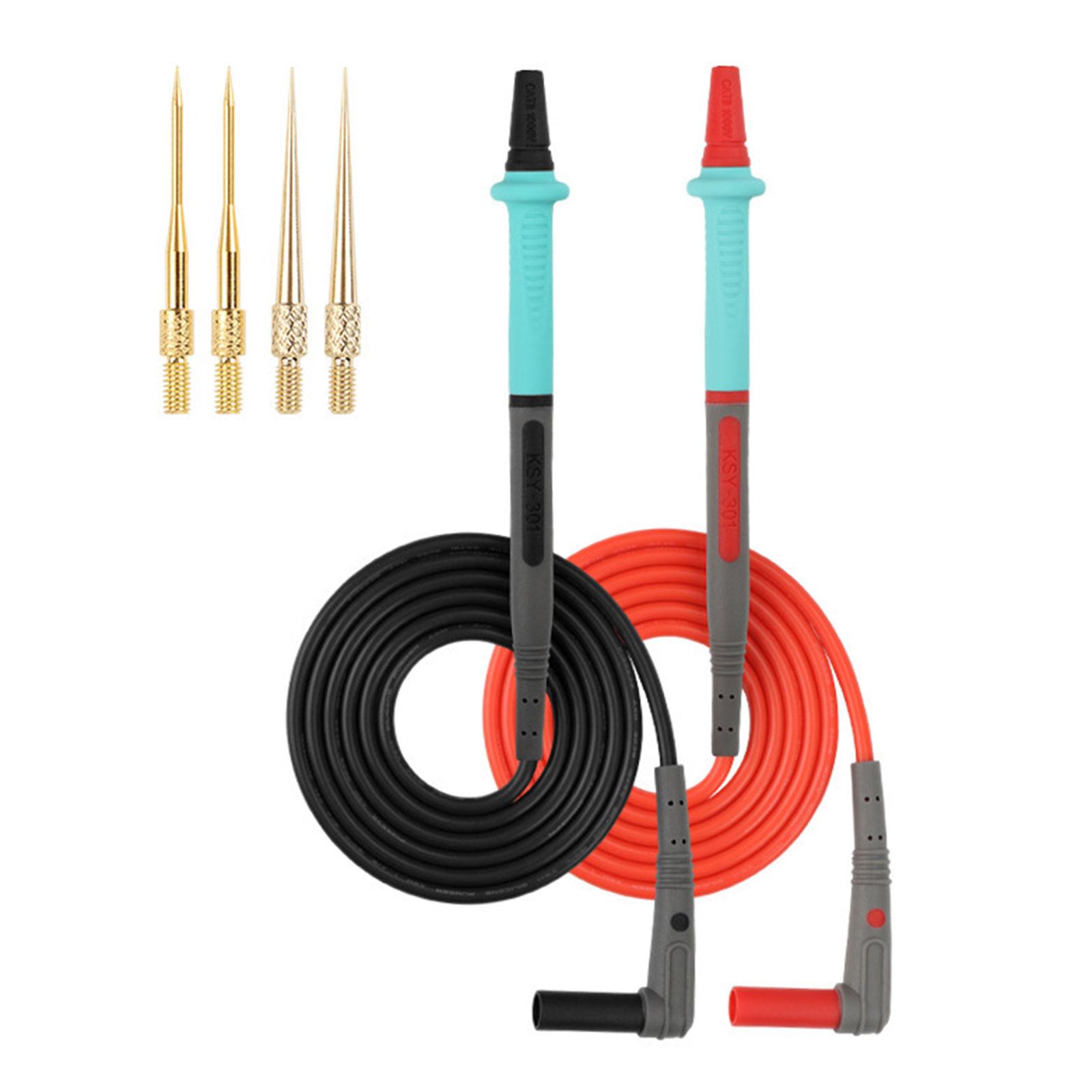 

1000V Multimeter Test Leads Probes With Replaceable Fine 20A 4pcs Interchangeable Steel Needle Tip for Precise Testing