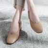 Měkká kůže Jednoduché boty Dámské Silné podpatky Jaro a Podzim Čtvercová špička Nízké podpatky Jednobarevné Měkké podrážky Nazouvací Vysoké podpatky Neunavují nohy