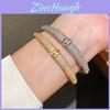 Copper Letter Charm Bracelet With Zirconia Embellishments For Fashionable Women