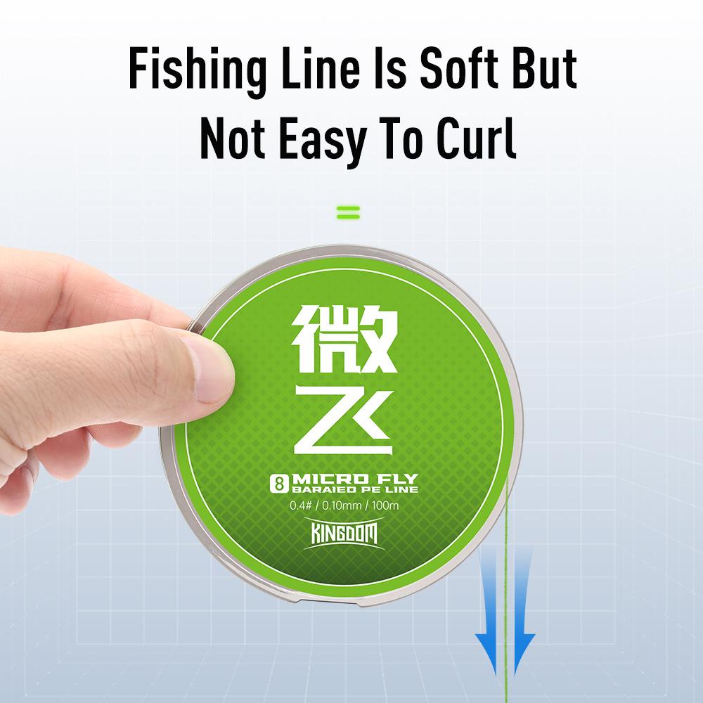 Kingdom Fishing Lines 100m 8 Strands PE Braid Line 0.4# 0.6# Green Multifilament PE Line High Smoothnes