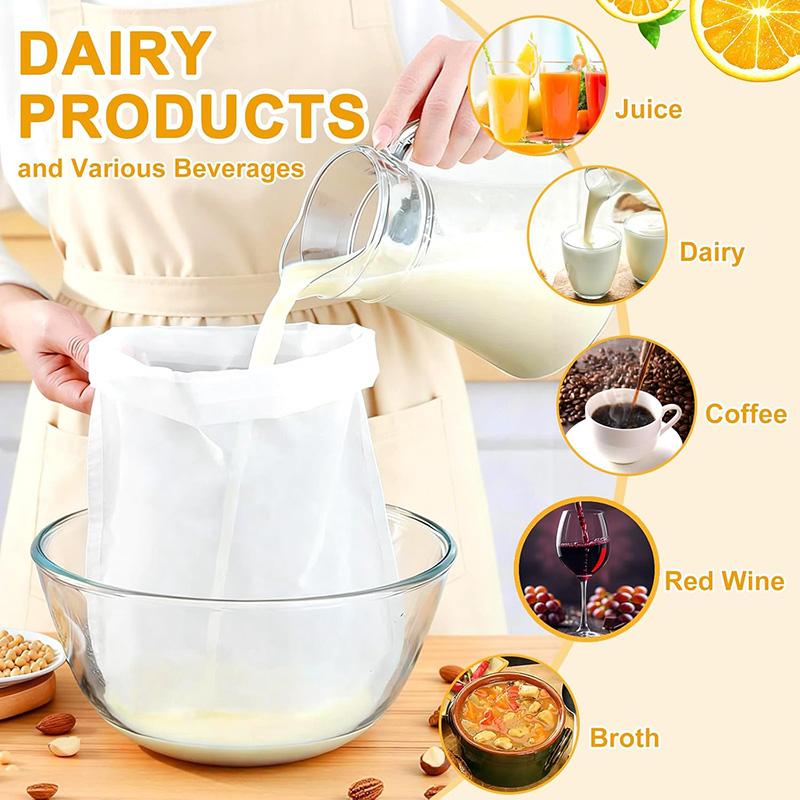 4/6Pcs Reusable Straining Bag Set 20*30cm Cheese Cloth Cheesecloth Bags for Straining Fine Mesh Straining Bag Drawstring Bags