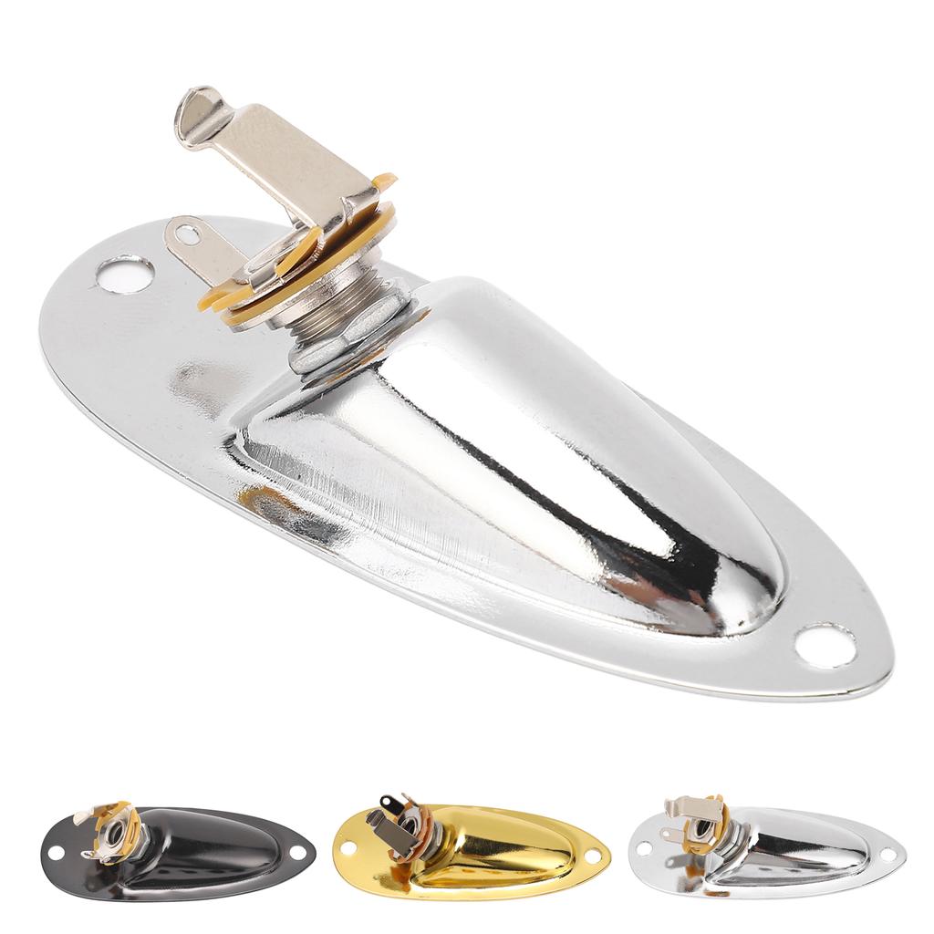 Guitar Input Jack Boat Style 6.35mm Metal Electric Guitar Input Output Socket with 2 String Fixators