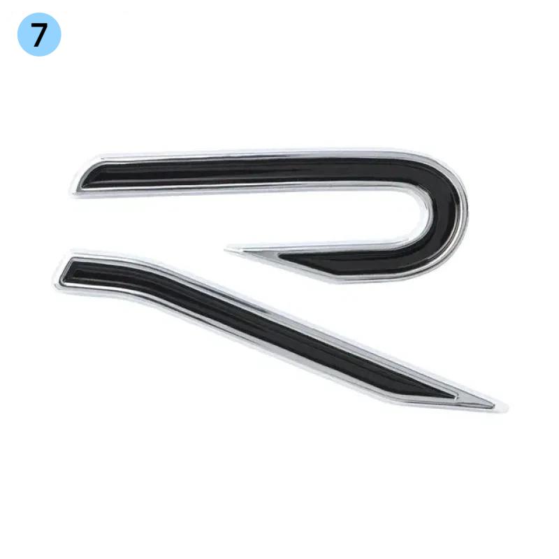 1Pcs ABS R Emblem Side Body Fender Stickers Decorative Accessories For V-V V R M-agotan P-olo G-olf L-avida T-haru Rline P-assat
