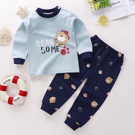 Pantaloni invernali per bambini a maniche lunghe o collo T-shirt Set pantaloni larghi casual da 2 pezzi in cotone con stampe di cartoni animati