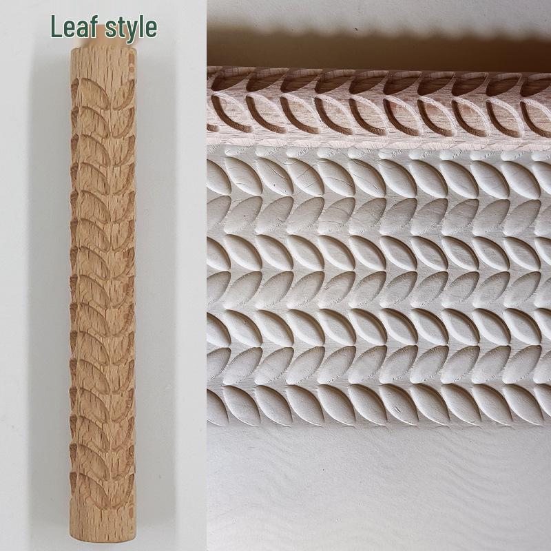 Wave Pattern Wooden Clay Roller for Pottery and Sculpture