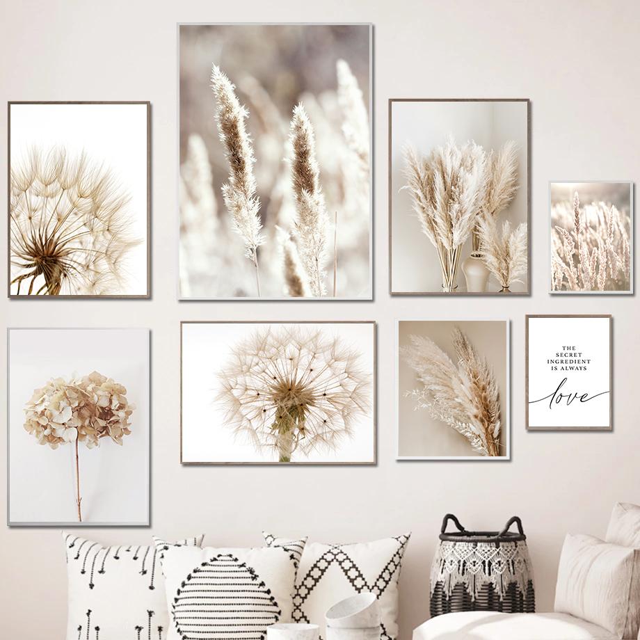 

Бежевая цветочная трава Картина Холст Живопись Настенное искусство Минималистский плакат Плант Печать Nordic Современный дом Декор Дизайн гостиной