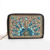 Bohemian Style PU Zipper Card Holder & Coin Purse with Butterfly and Flower Design