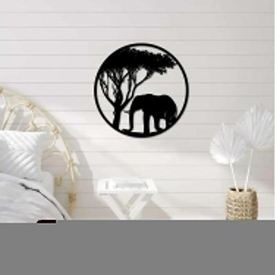 Elephant Metal Art African Animal and Tree Wall Sculptures Metal Animal Tree Art Wall Decoration Iron Art Silhouette Home Decor