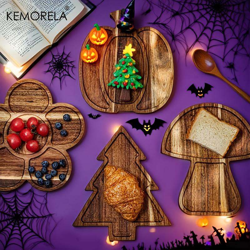 1PC Wooden Charcuterie Board Serving Tray Kitchen Vegetable Charcuterie Board Party Appetizer Tray For Christmas And Halloween