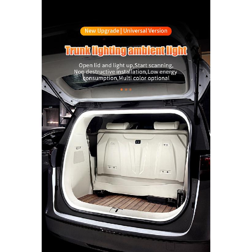 Car Trunk Lighting Strip Flow Welcome Ambient Mood Light Automatic On/Off Hidden Installation Modified Tailgate Decorative Lamp Neon Lights 4