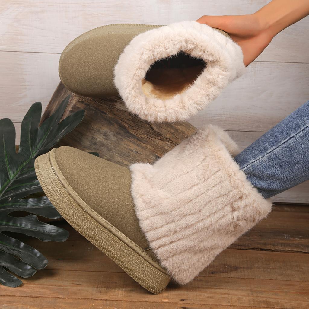 Fashion Women Snow Boots Round Toe Thickened Plush Ankle Boots Women Winter Thick Sole Casual Comfortable Anti-slip Shoes Women