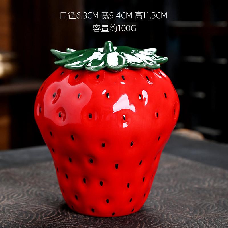 Strawberry Tea Can Chinese Creative Ceramic Black Tea Storage Jar Sealed Jar Moisture-proof Mini Storage Jar Personality