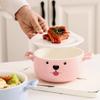 Cartoon Shiba Indy Corgi Ceramic Bowl Cute Animals Round Bowl Instant Noodles Bowl with Lid Household Tableware Kitchen Supplies