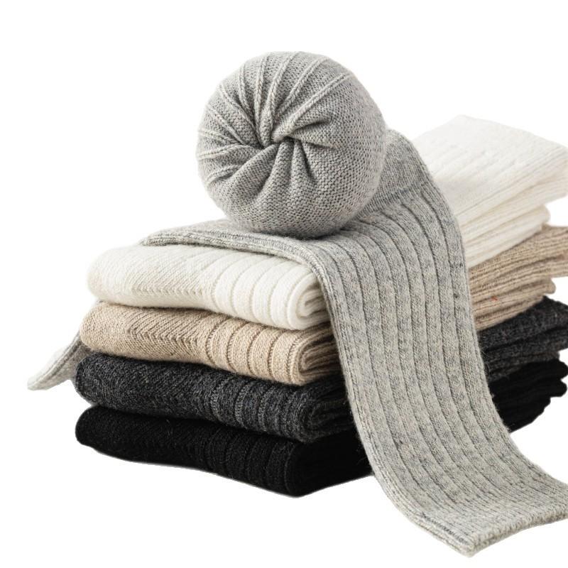 Double Needle Vintage Color Wool Socks Season Socks Men'S Medium Socks Thickened Warm And Sweat-Absorbing Men'S Stack Socks