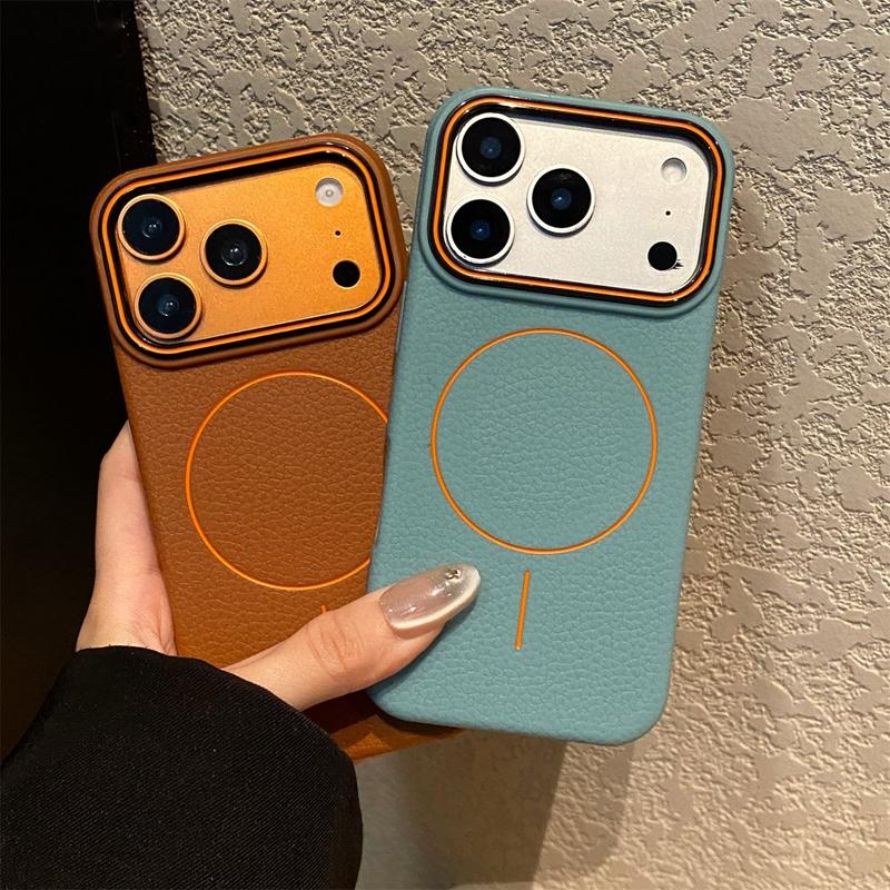Luxury Magnetic Matte Lychee Grain Phone Case For iPhone 11 12 13 14 15 16 17 Pro Max Air Plus Magsafe Bumper Back Cases Cover