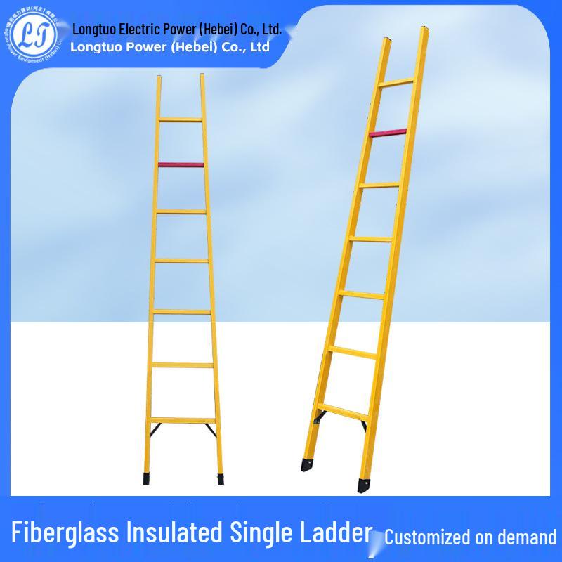 Fiberglass Insulated Single Electrician Ladder for Power Inspection and Fire Safety 1m, Rung Spacing Below 40cm