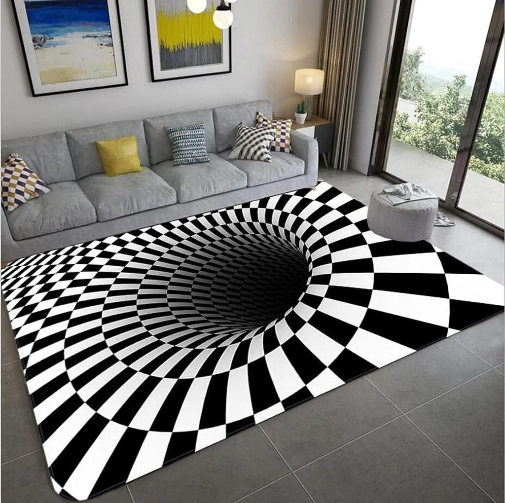 3D Vortex Illusion Carpet for Living Room Home Decorations Sofa Table Large Area Rugs Bedroom Bedside Foot Mat Non-slip Doormat