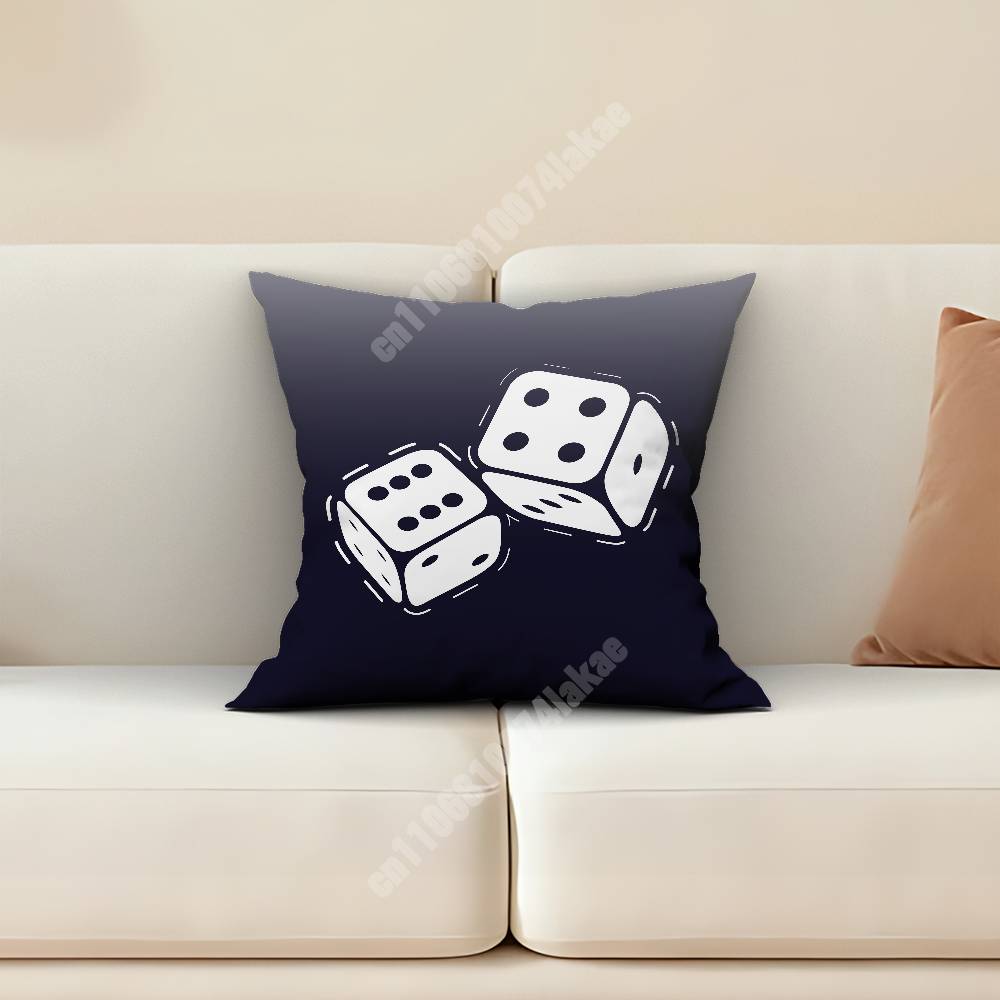 Casino Dice Chip Bet Wager Pillow Cover Sofa Couch Cushion Case Home Living Room Decoration