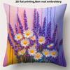 Lavender & Daisy Floral Pillowcase: Soft Watercolor-Themed Cushion Cover For Home Sofa Decor