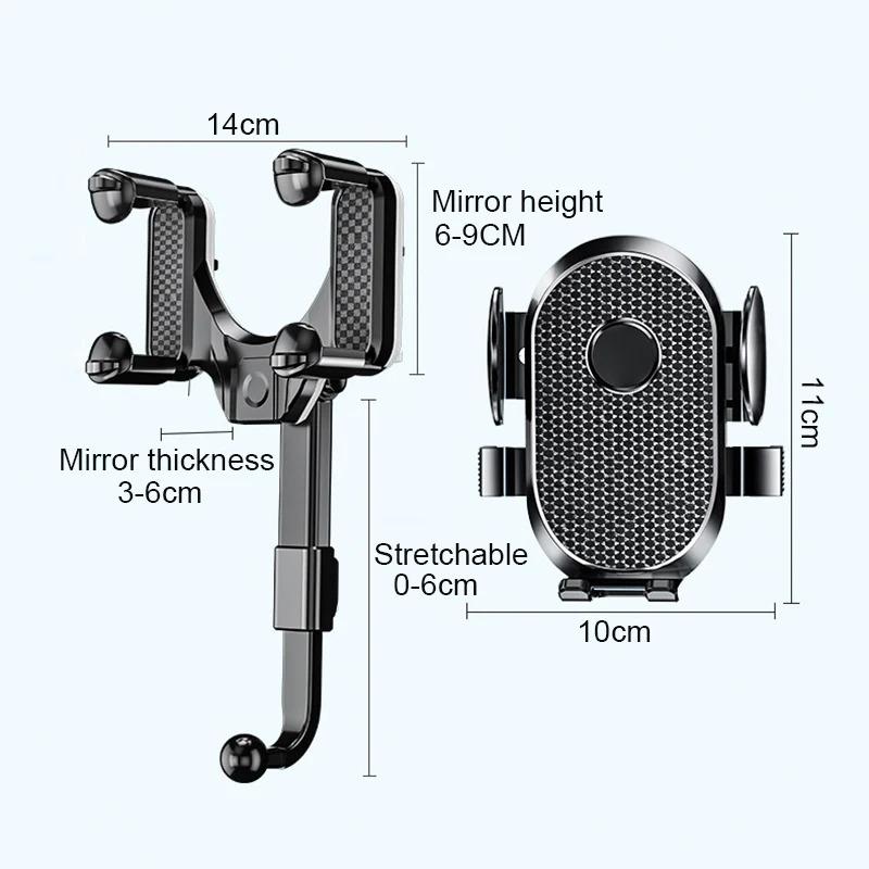 Car Phone Holder For Car Rearview Mirror Multi-function 360 Degree Rotatable and Extendable Mobile Phone Holder For iPhone Samsu