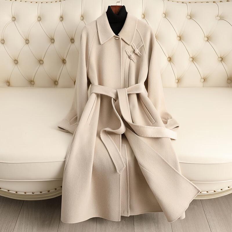Kaiser Women s Hepburn Style Pure Wool Double-Faced Long Coat XL
